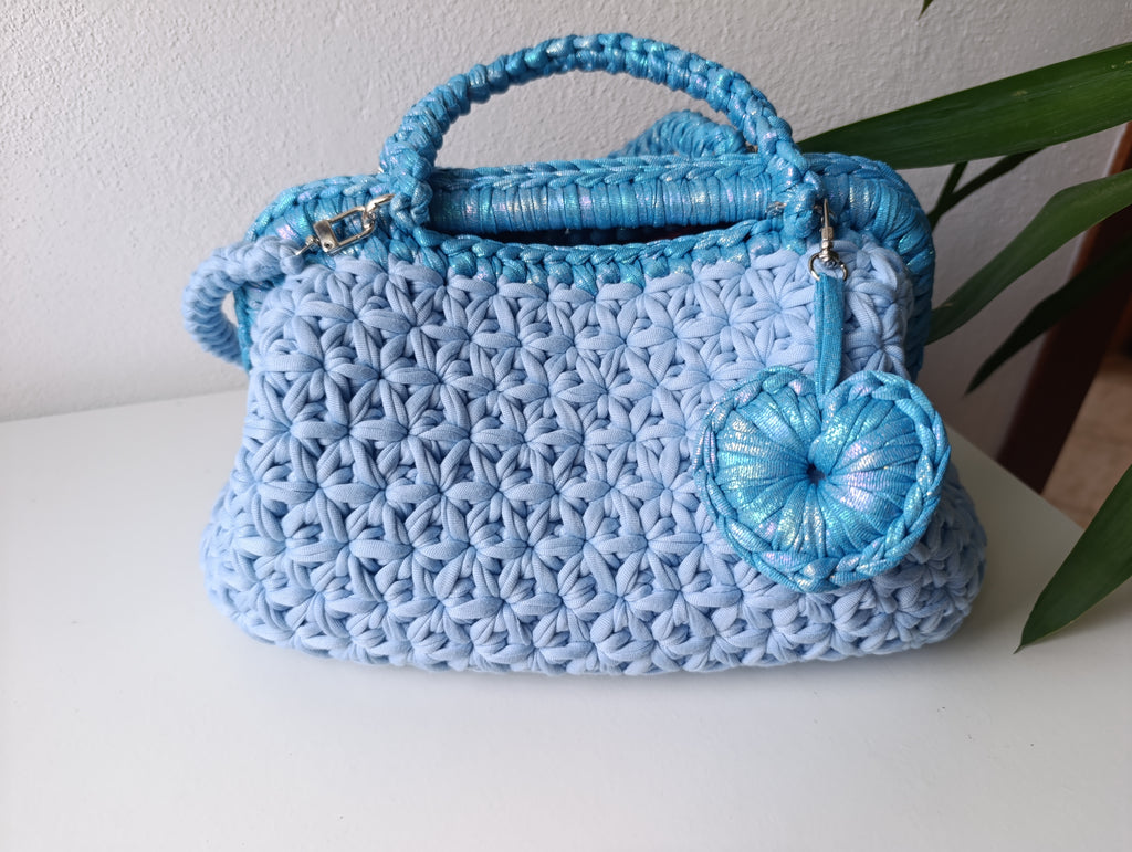 Borsa modello Petalia azzurro - Uncinetto fatto a mano