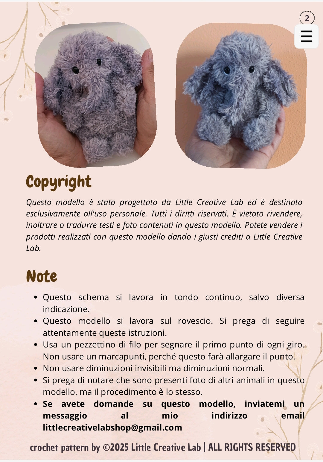Benny l'Elefante - Schema Amigurumi all'Uncinetto